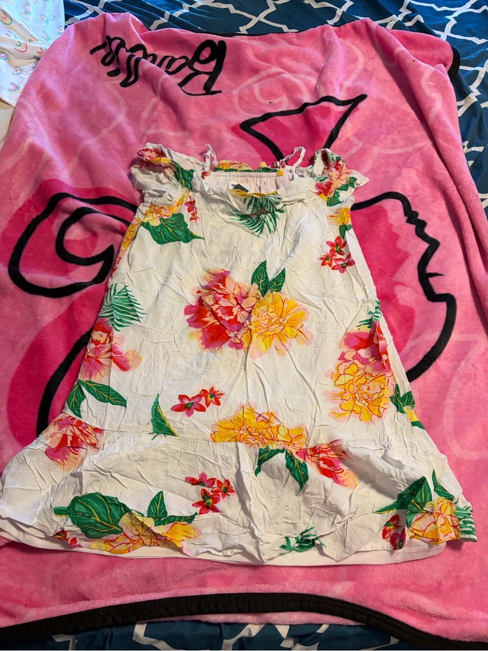 Old Navy White Floral Sundress with Yellow & Pink Flowers
